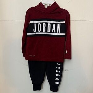 Jordan Kids' Burgundy and Black Jogger Set